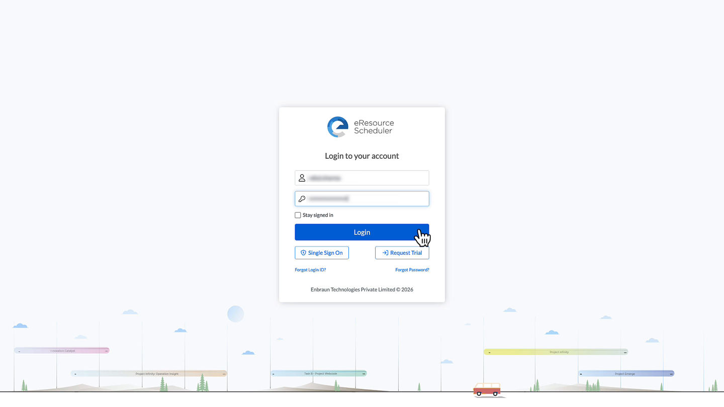 eResource Scheduler login page