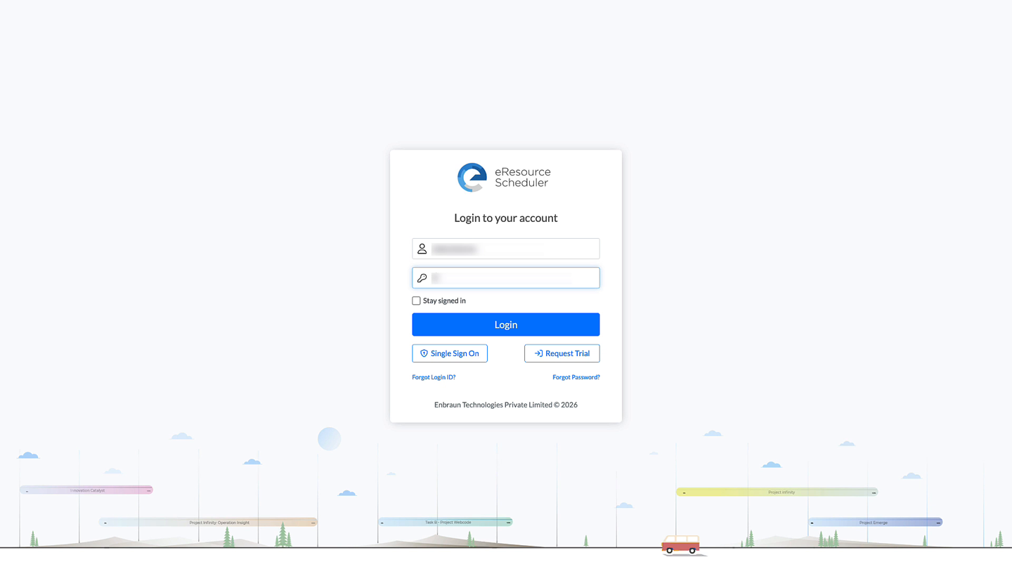 eResource Scheduler login page