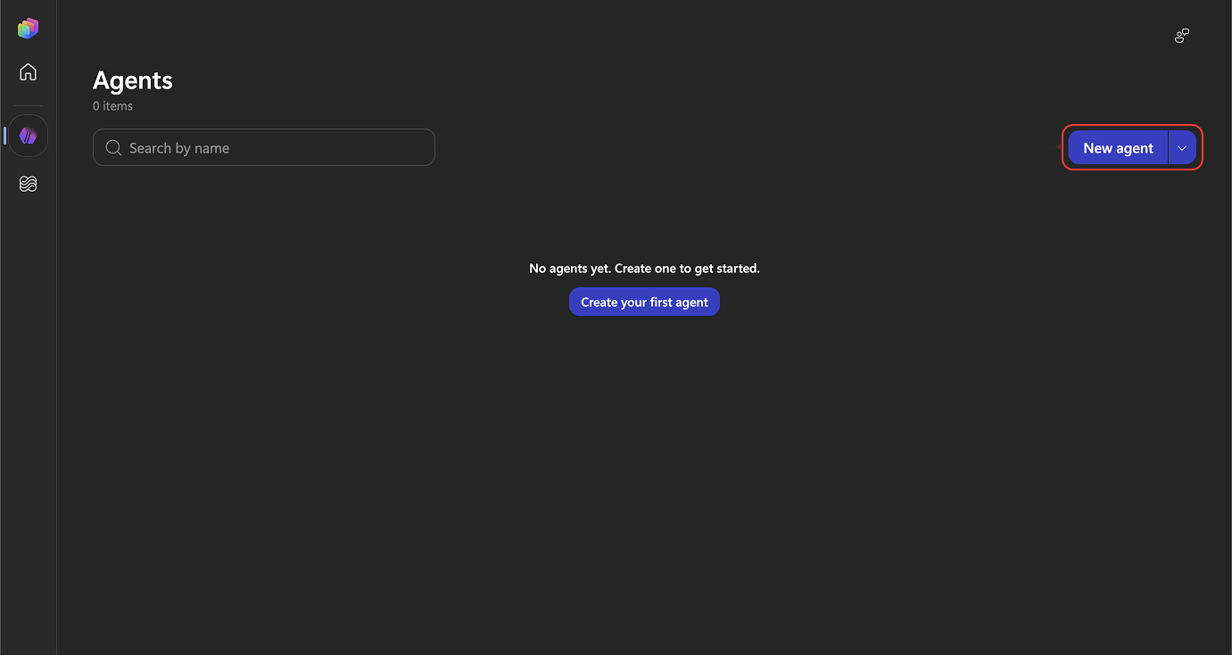 Agents page with New agent highlighted